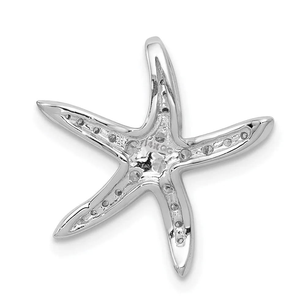 14k White Gold Diamond Starfish Chain Slide Pendant