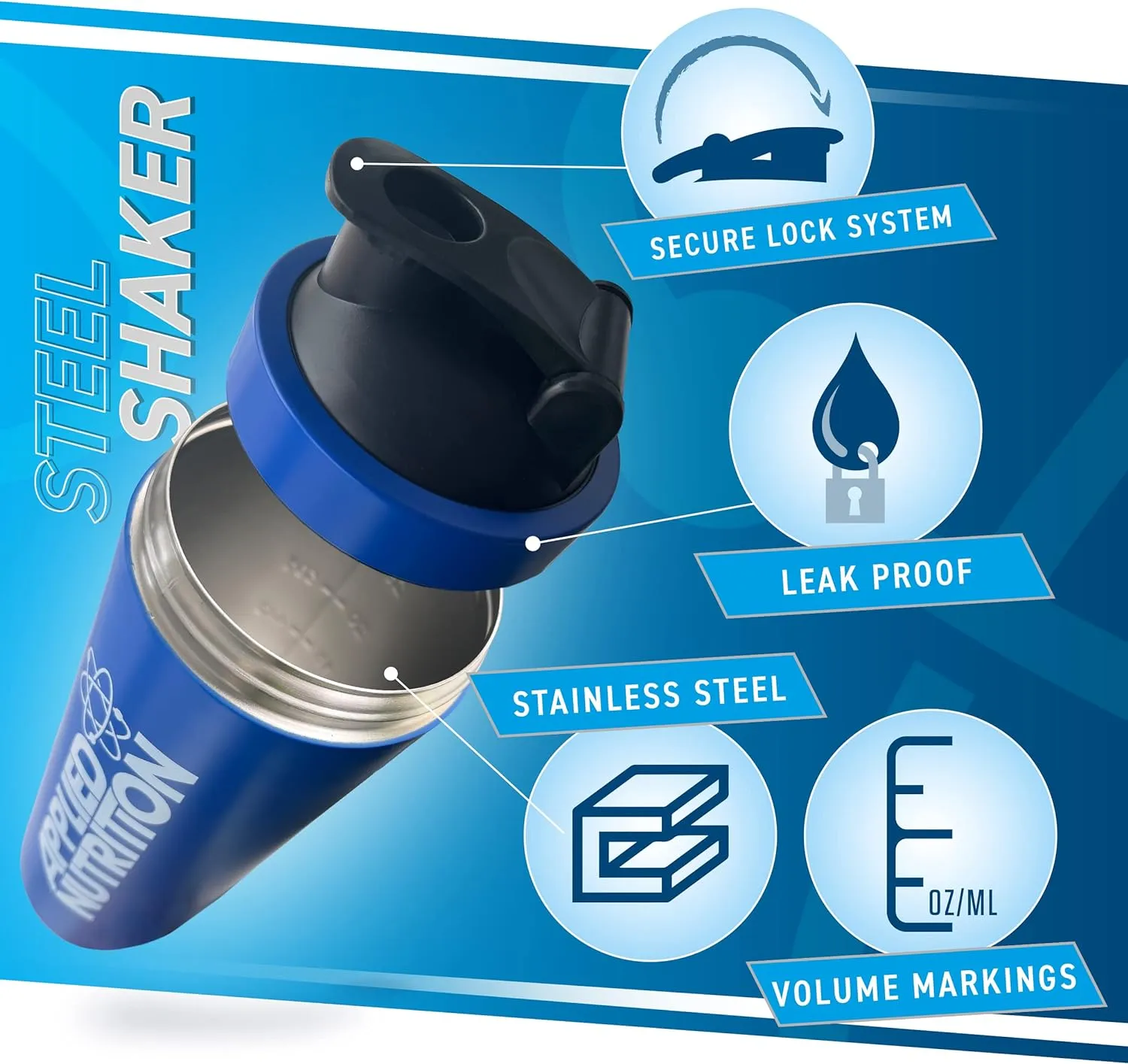 Applied Nutrition Steel Shaker - 750ml