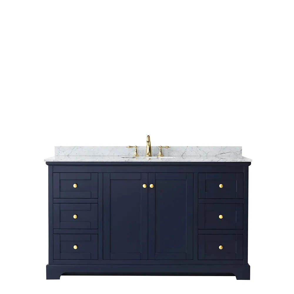 Avery 60 Inch Single Bathroom Vanity in Dark Blue