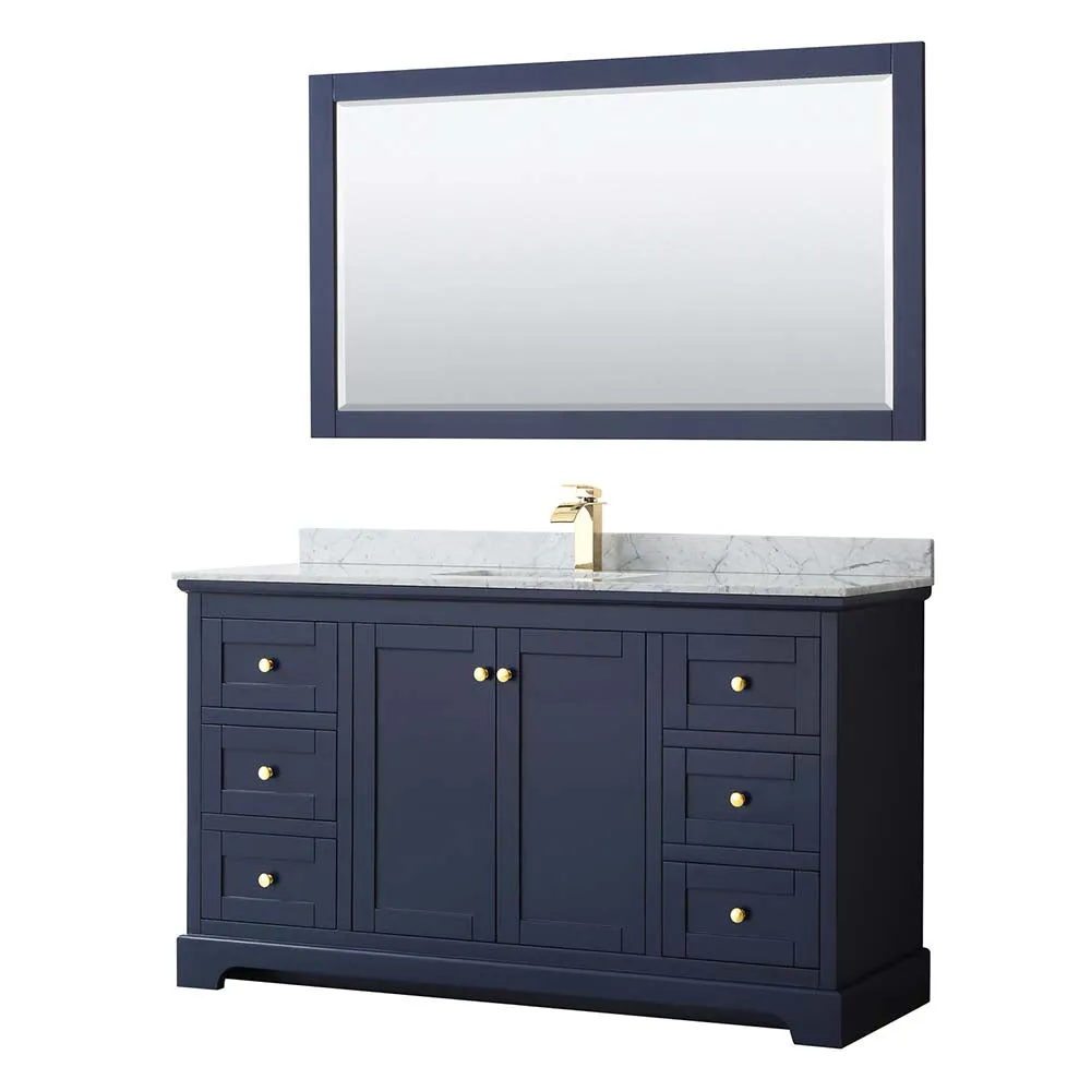 Avery 60 Inch Single Bathroom Vanity in Dark Blue
