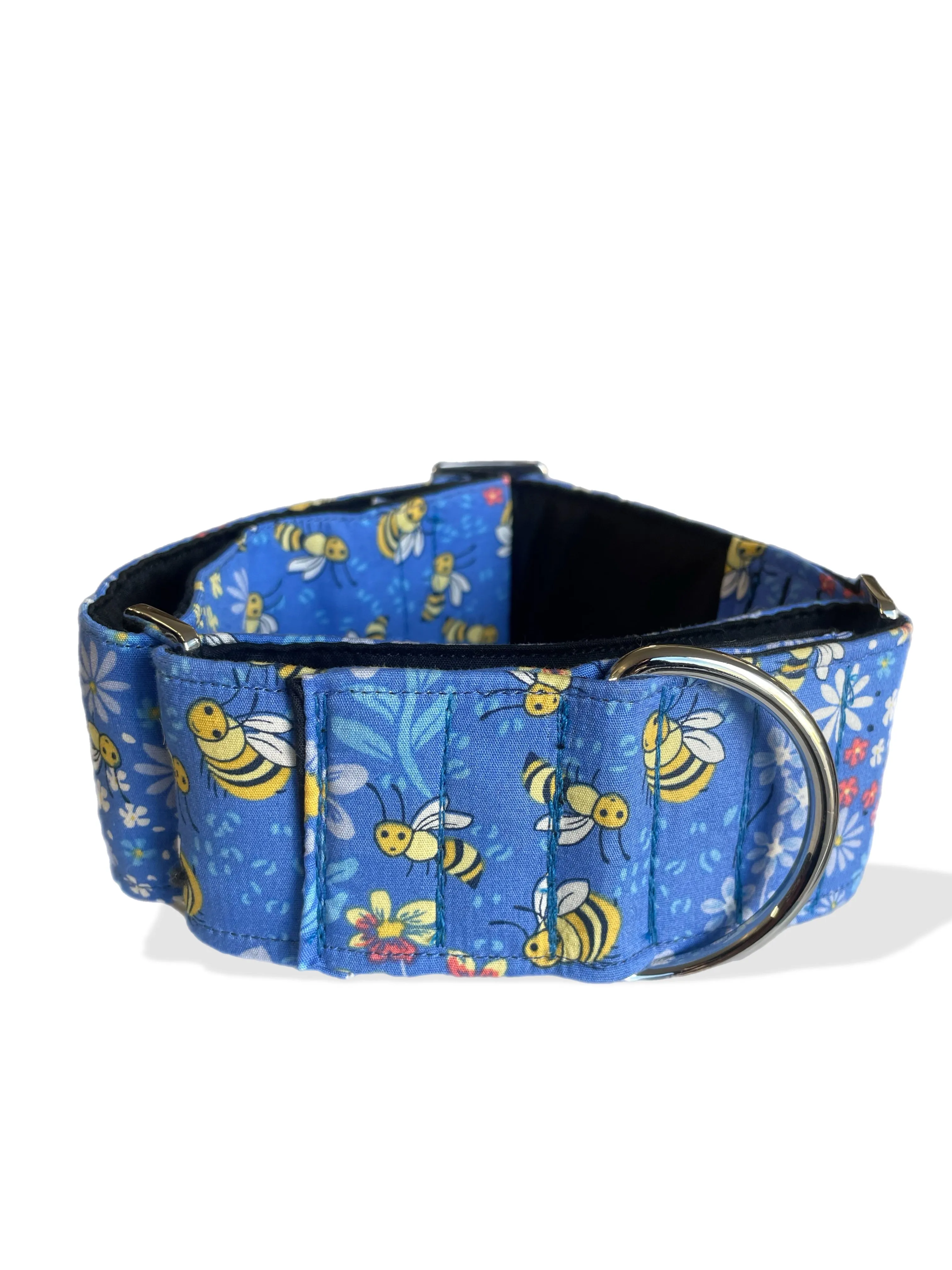 Bee happy in powder blue Cotton covered greyhound Martingale collar wide super soft
