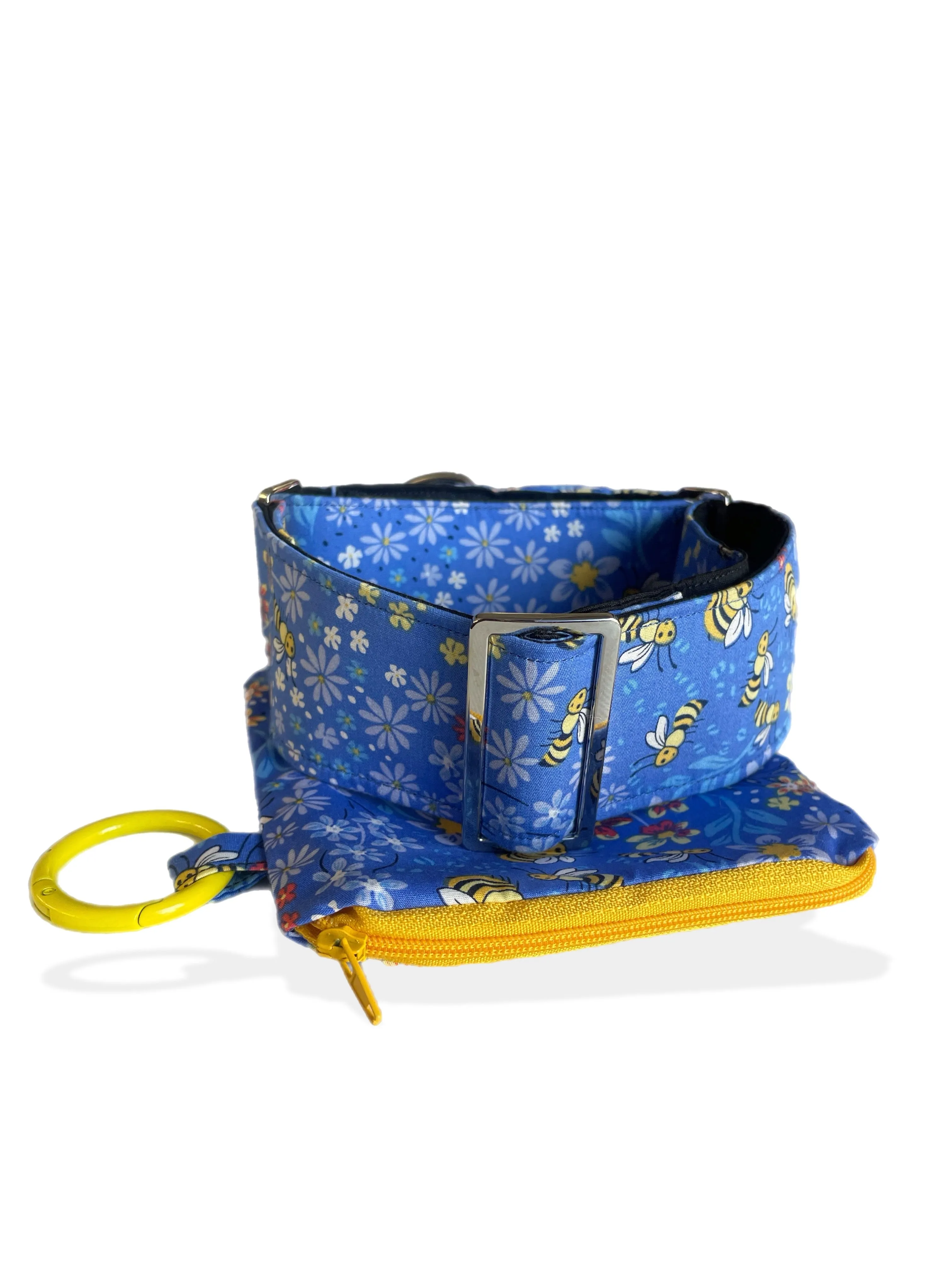 Bee happy in powder blue Cotton covered greyhound Martingale collar wide super soft