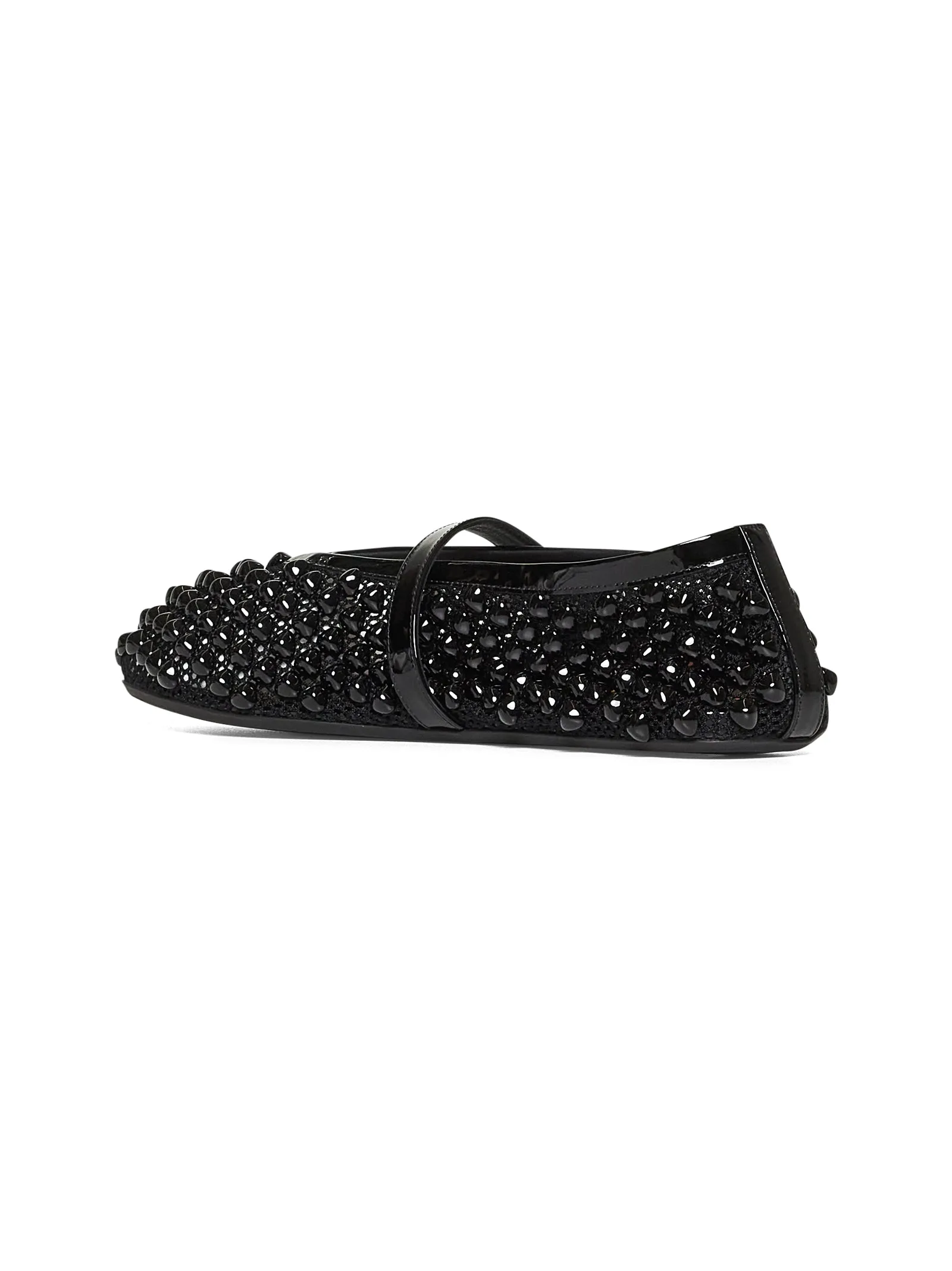 Black studded mesh ballet flats