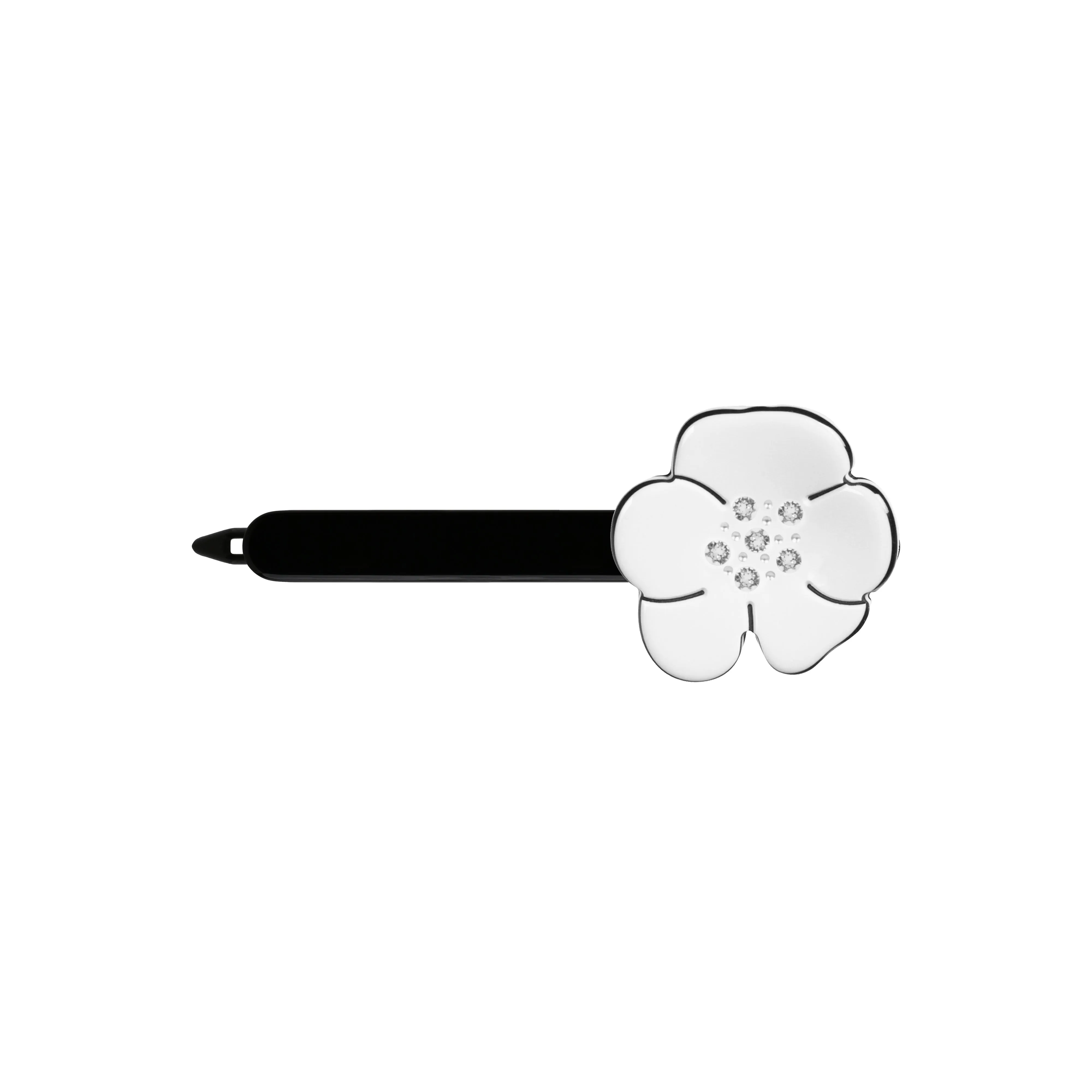 Camellia Crystal Large White Side Hair Clip
