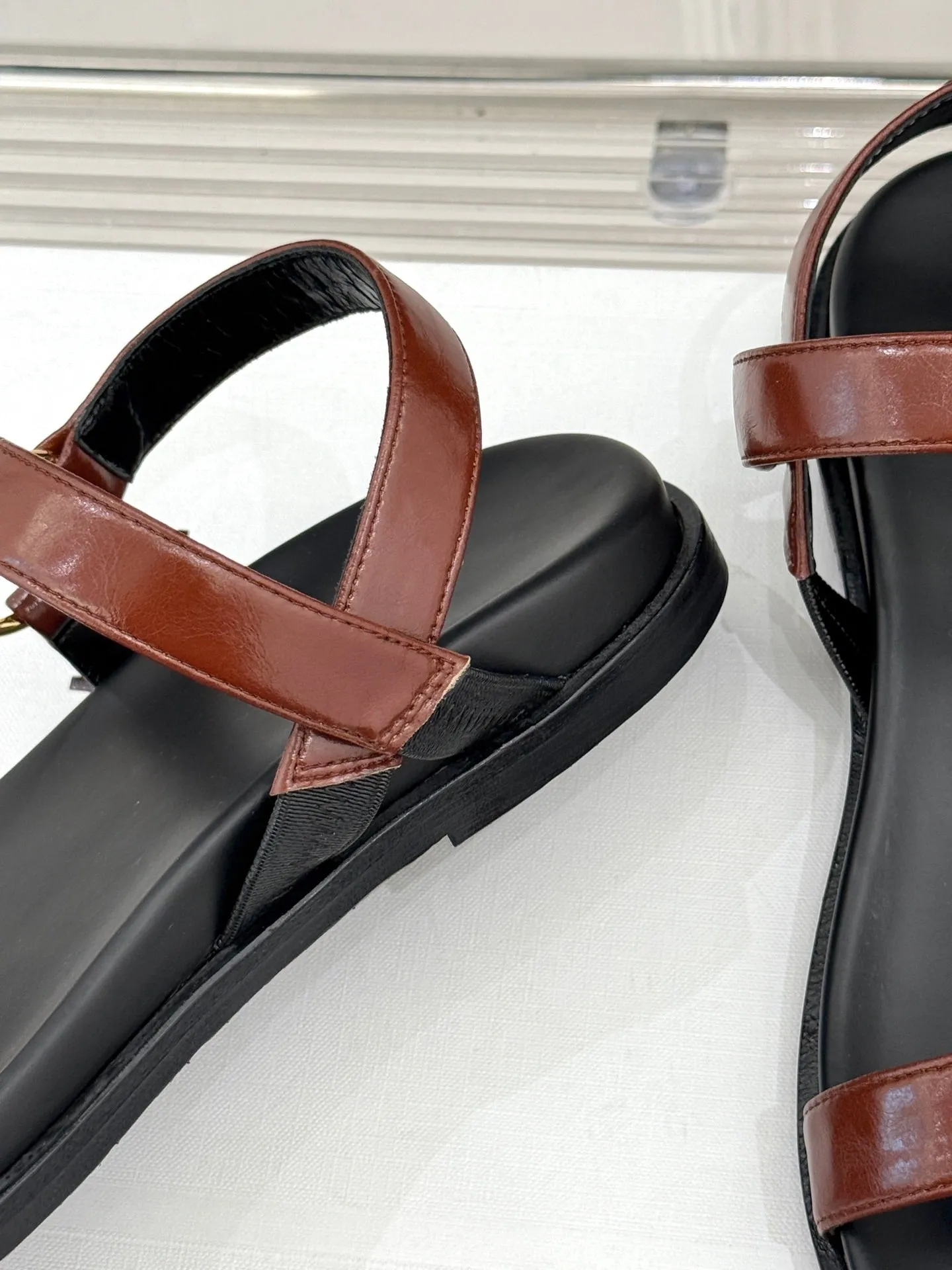 CELINE Maud Sandal Red Brown Leather 285903