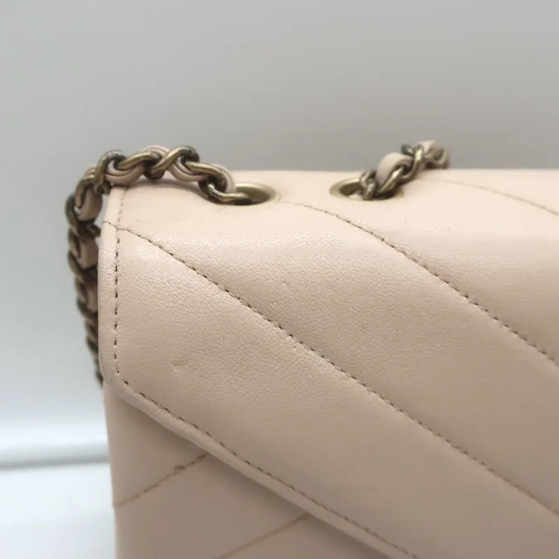 Chanel 2016 Coco Envelope Flap Bag Beige Chevron Quilted Leather Crossbody