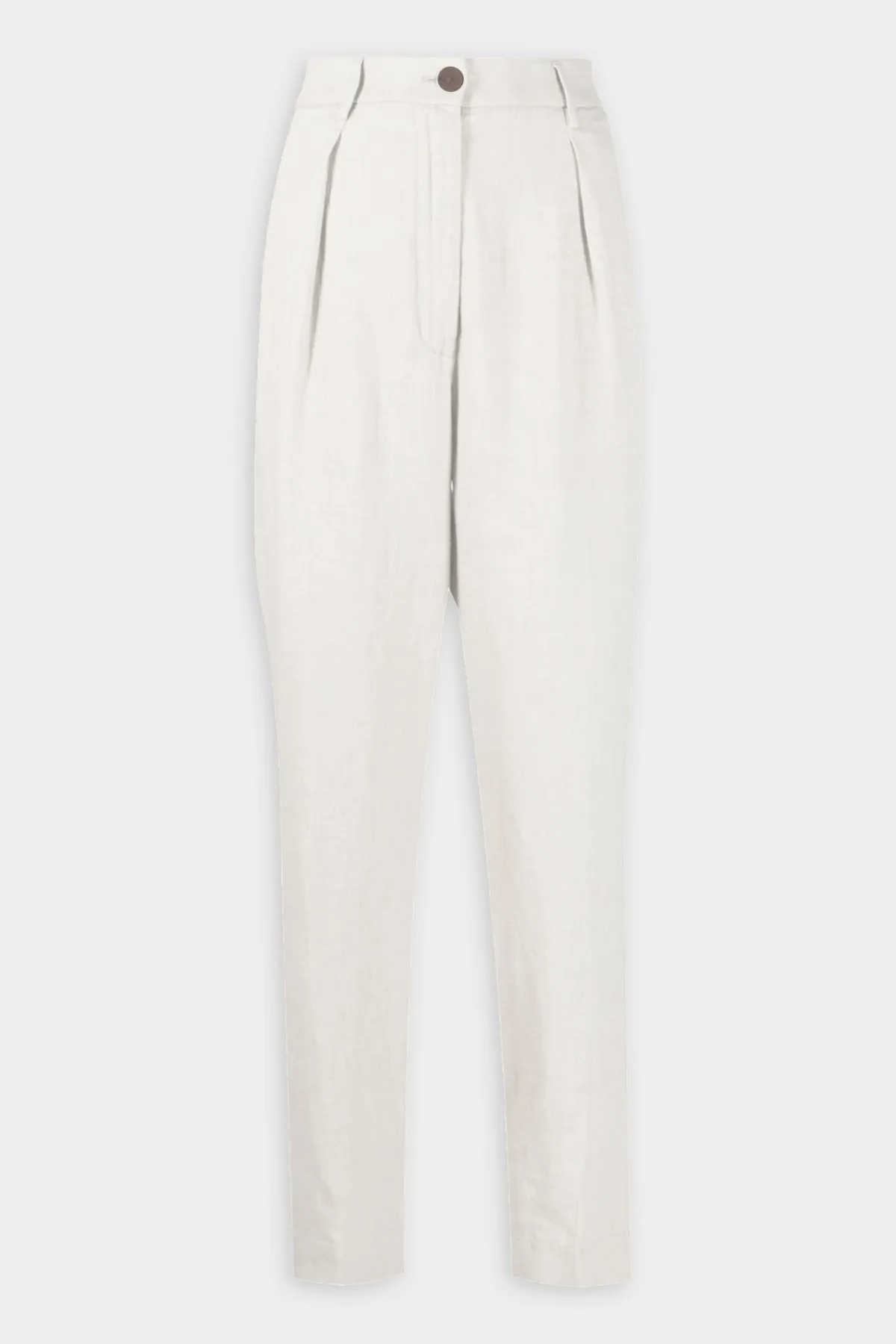 Chic Linen Cavas High Waist Pants in White