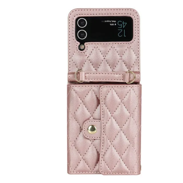 Crossbody Leather Wallet Case For Samsung Z Flip