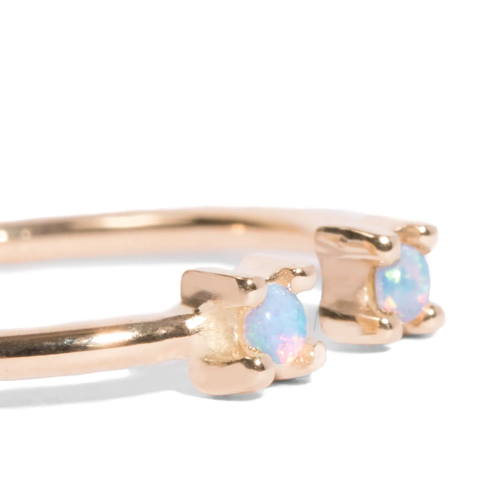 Double Opal 2mm Open Ring