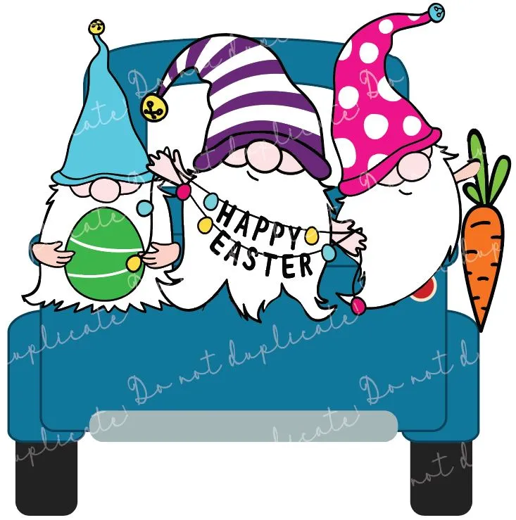 Easter Gnomes in Truck Vinyl Heat Transfer