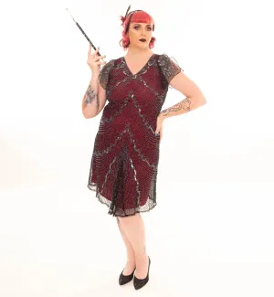 Elegant Beaded 1920's Dress in Red