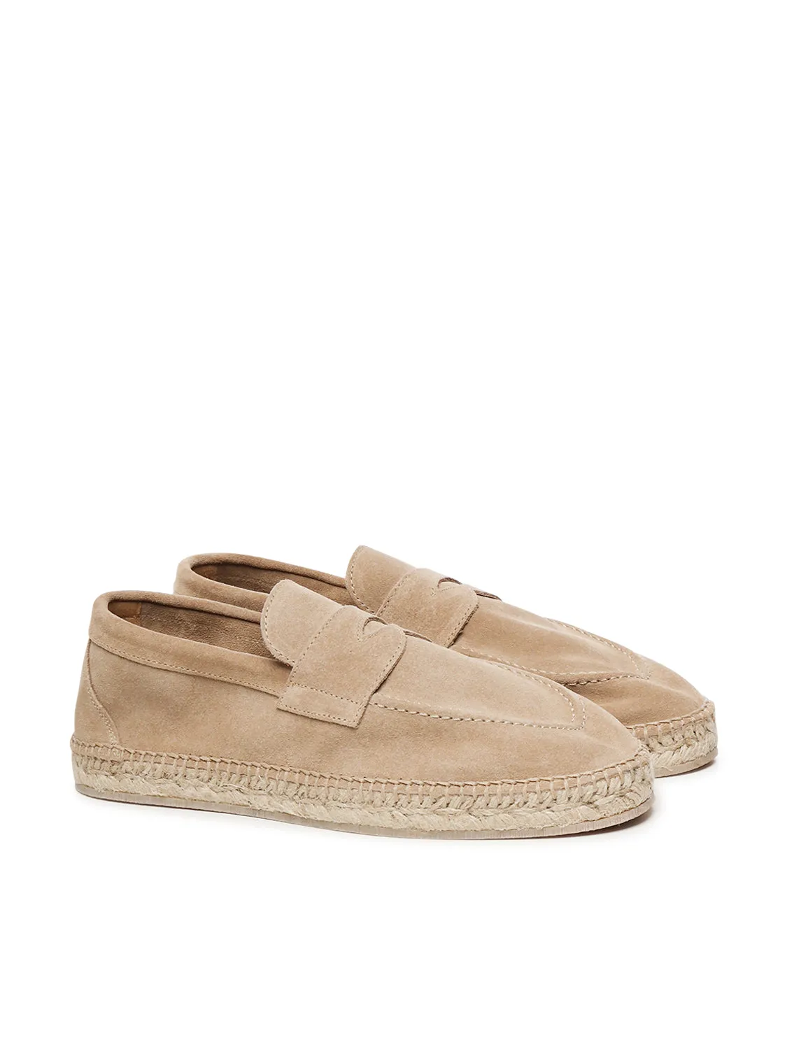 Elevy Camel Calfskin Slip on Espadrilles