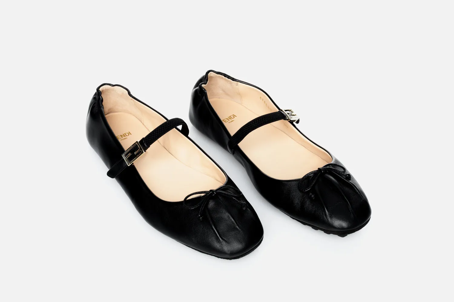 Fendi Baguette Leather Ballet Flats