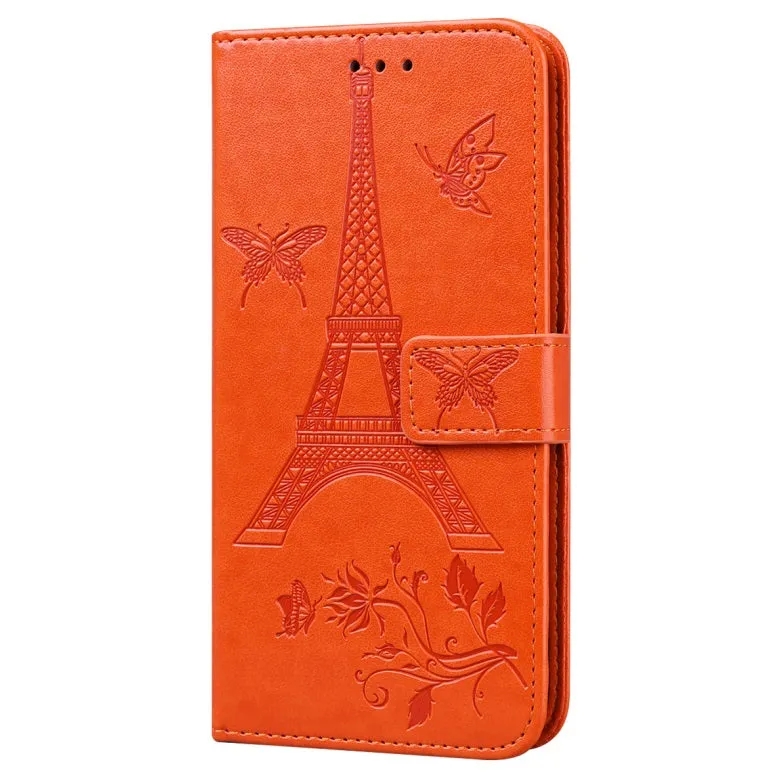 For iPhone12 iPhone12Pro 6.1 Inches Leather Case Flip Cover Card Slots Stand Bag Orange