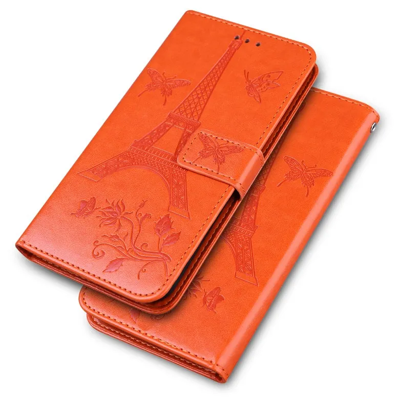 For iPhone12 iPhone12Pro 6.1 Inches Leather Case Flip Cover Card Slots Stand Bag Orange