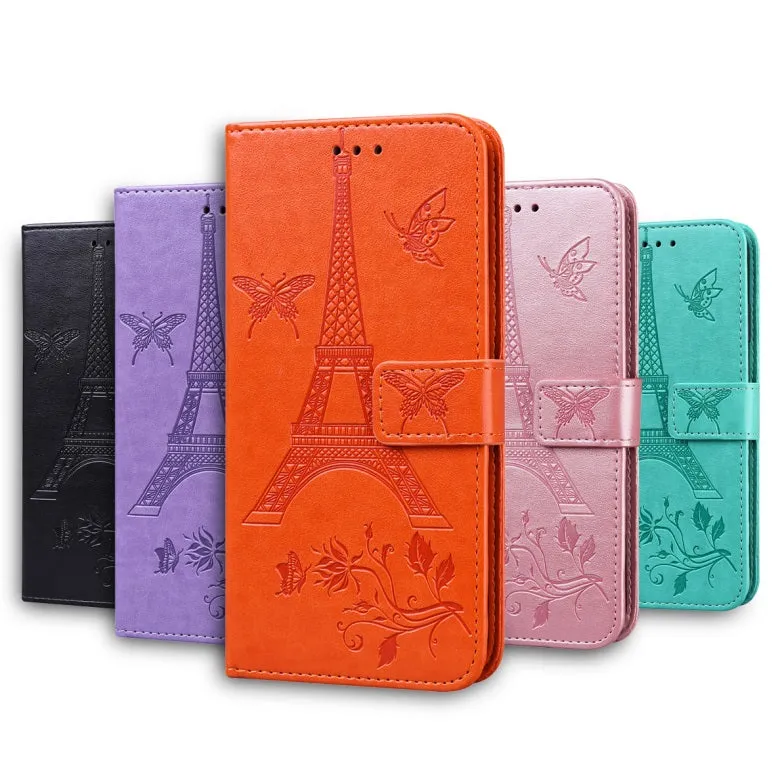 For iPhone12 iPhone12Pro 6.1 Inches Leather Case Flip Cover Card Slots Stand Bag Orange