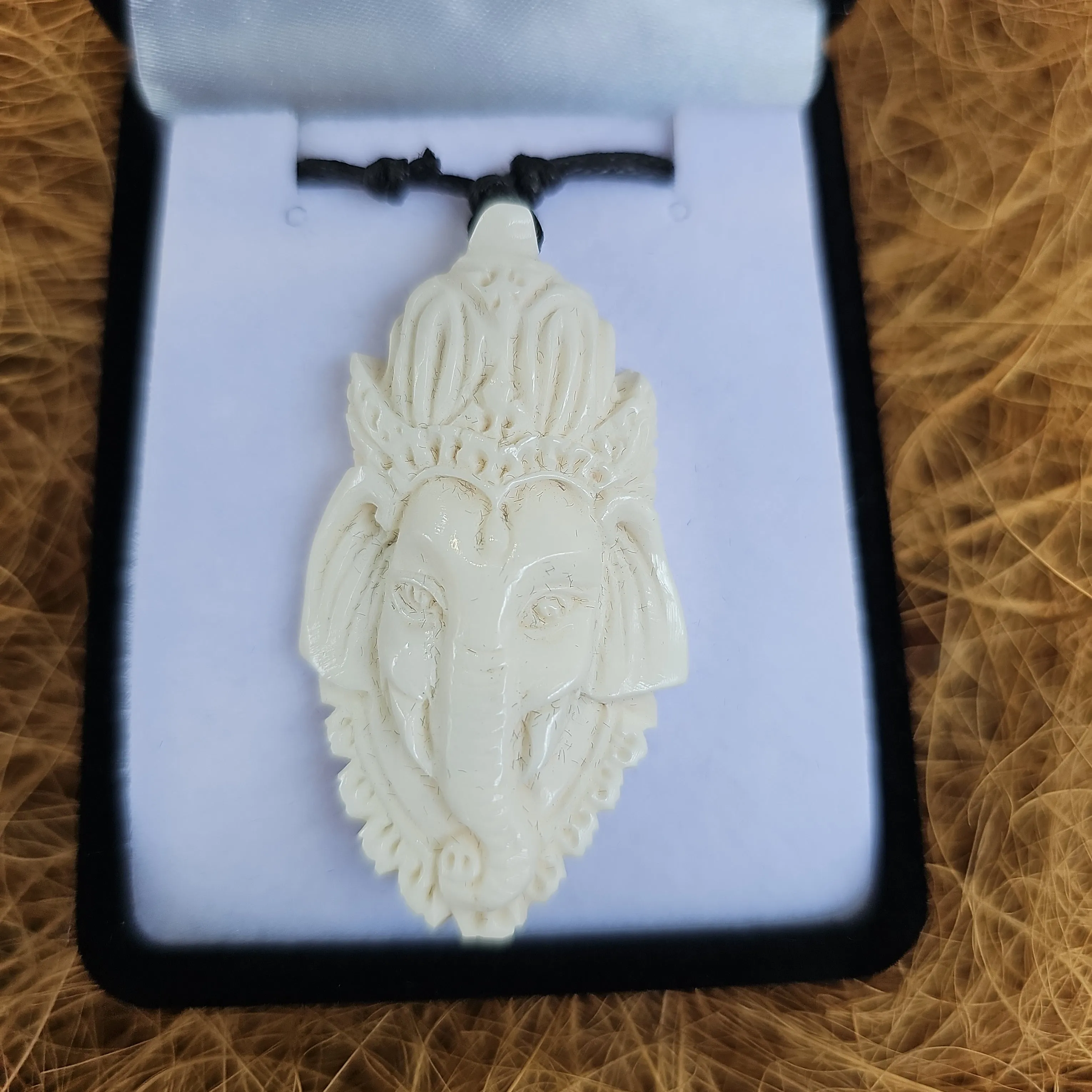 Ganesh Bone Carving white