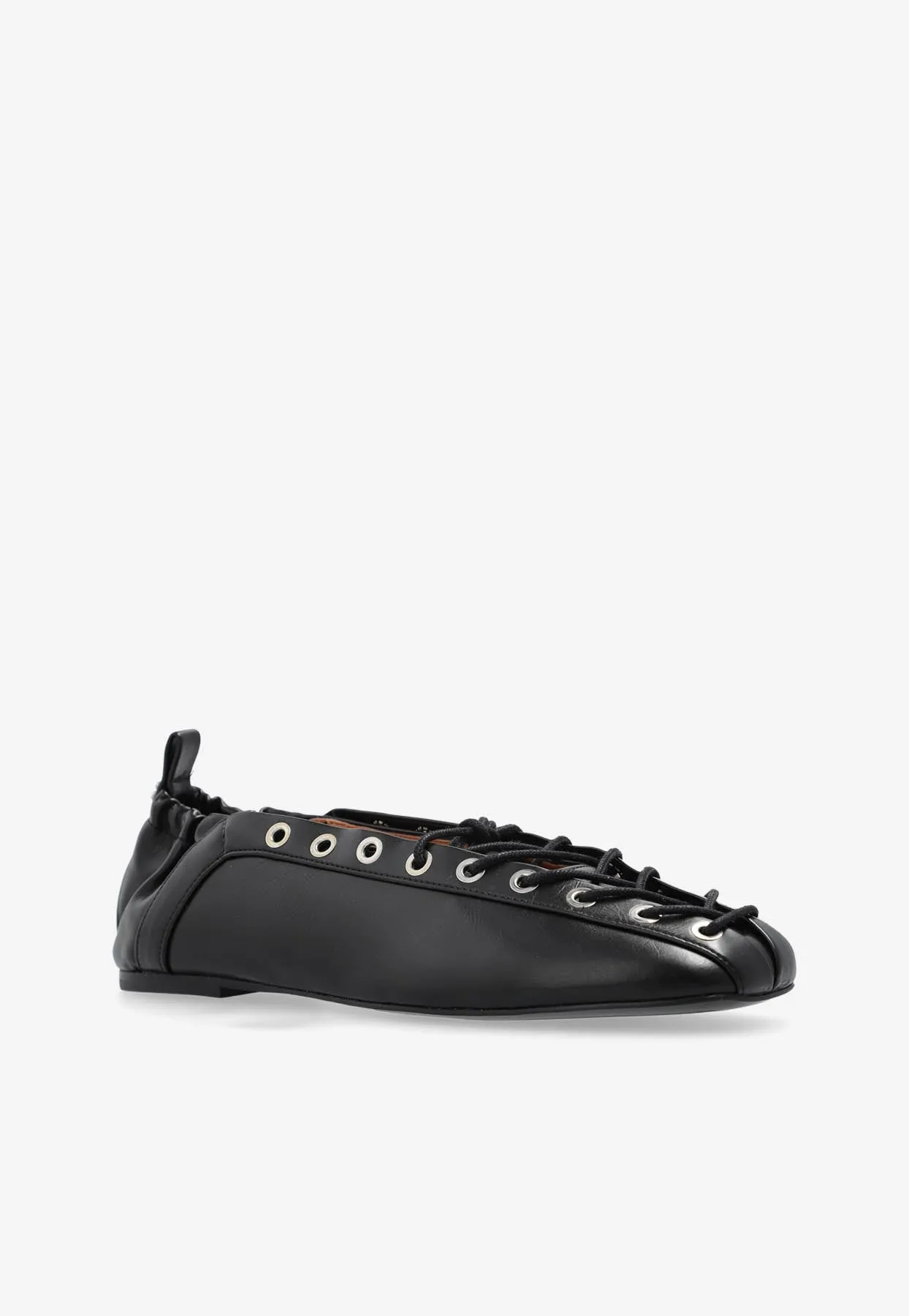 Lace-Up Leather Ballet Flats