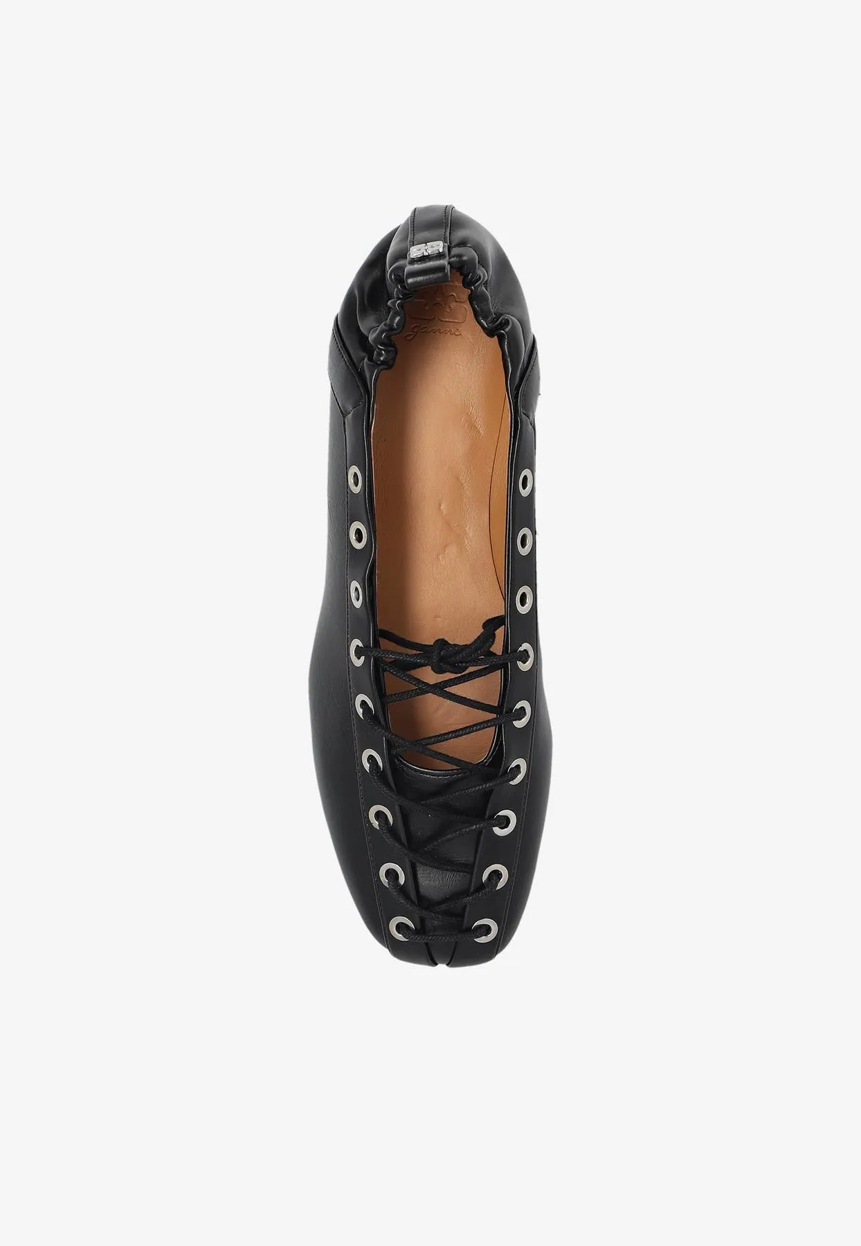 Lace-Up Leather Ballet Flats