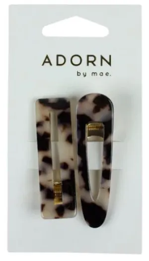 Mae 41-2105 Tort Alligator Clip 2Pk - Tortoise/Alligator pattern hair clips with alligator clip type