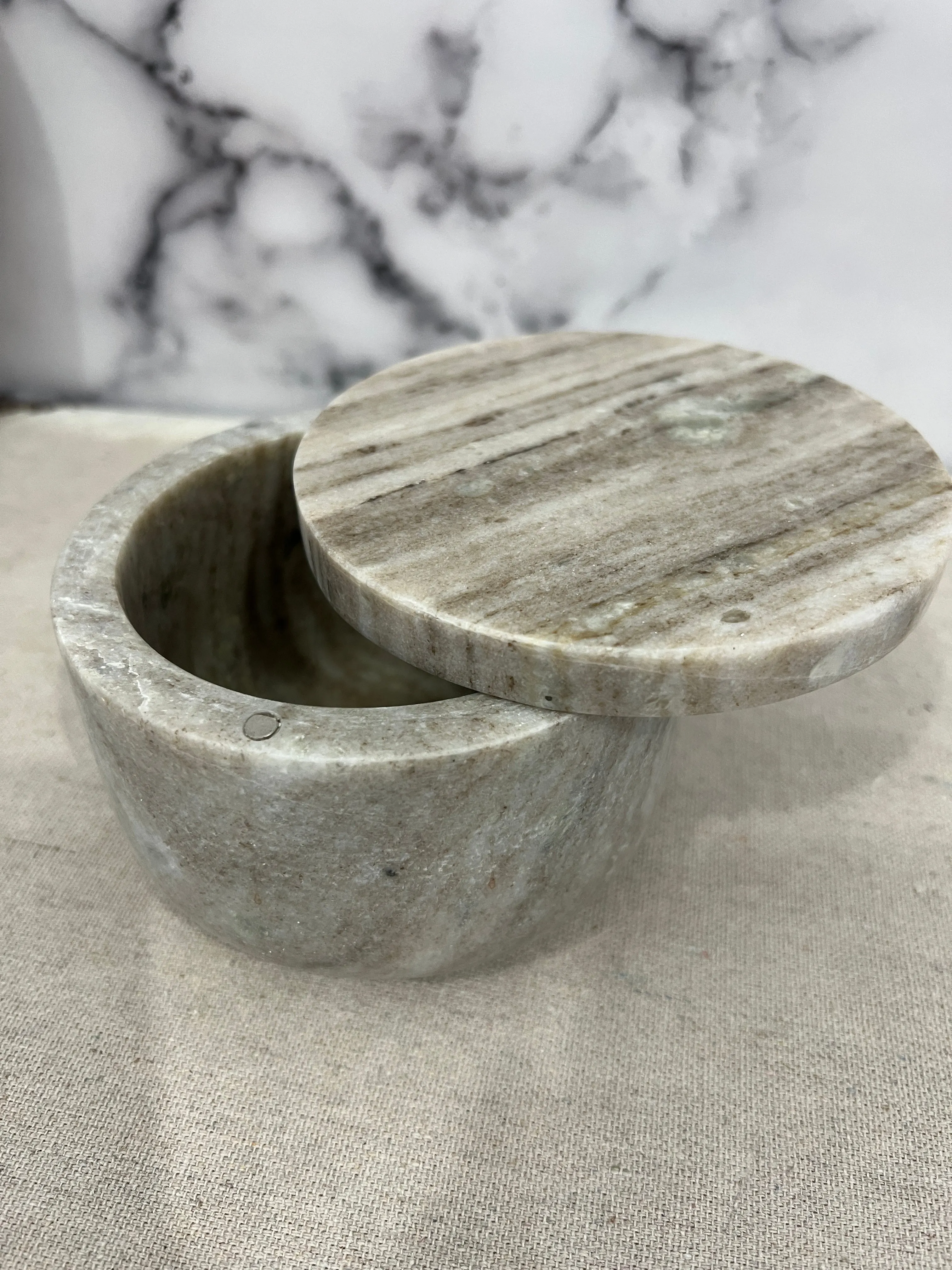 Marble Salt Pig with Lid