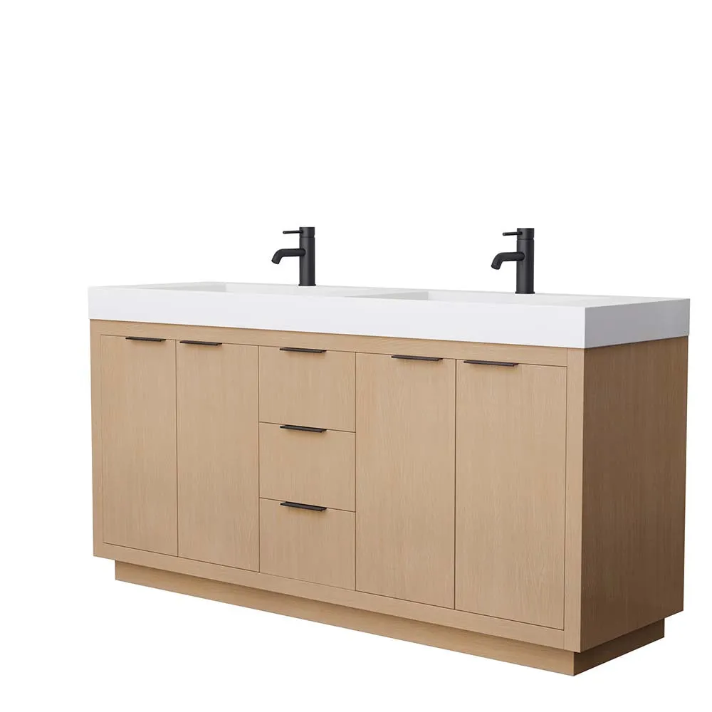 Maroni 72 Inch Double Bathroom Vanity in Light Straw