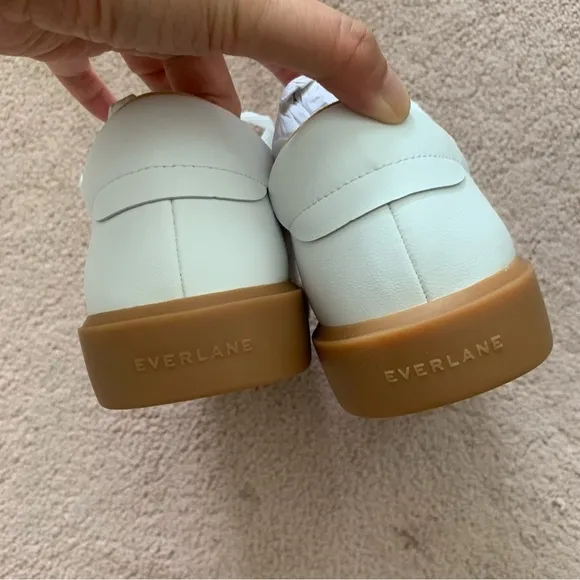 New Everlane The ReLeather Tennis Shoe in White Gum Sole