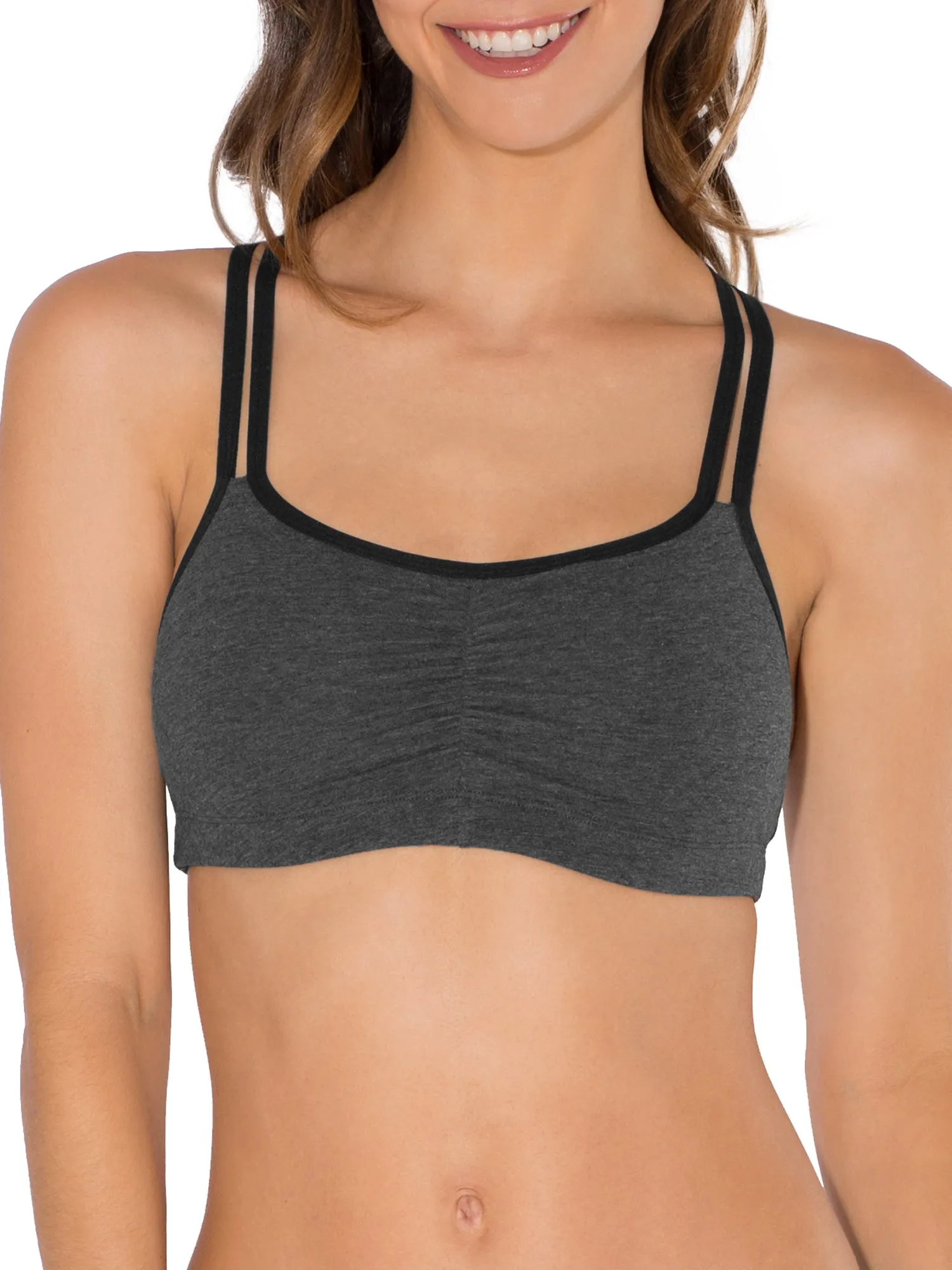 New Fruit of The Loom Women's Strappy Sports Bra, Charcoal Grey, Sz 42!