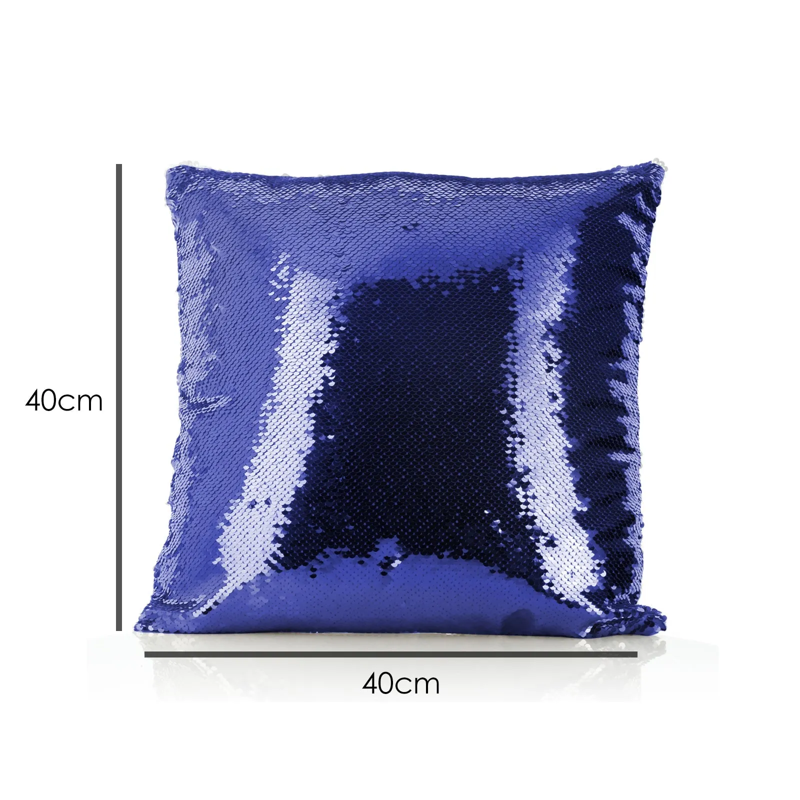 Personalised Sequin Cushion with Grey Penguin Blue Butterflies and Cute Text