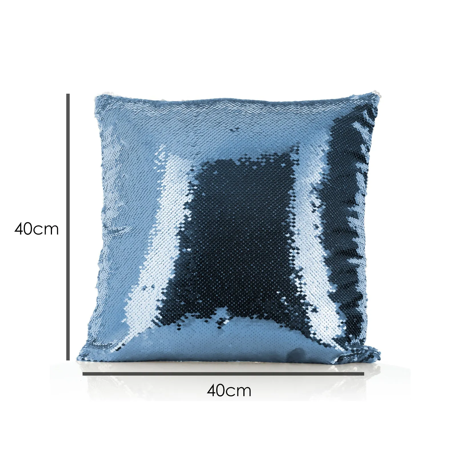 Personalised Sequin Cushion with White Polar Bear Blue Butterflies and Cute Text