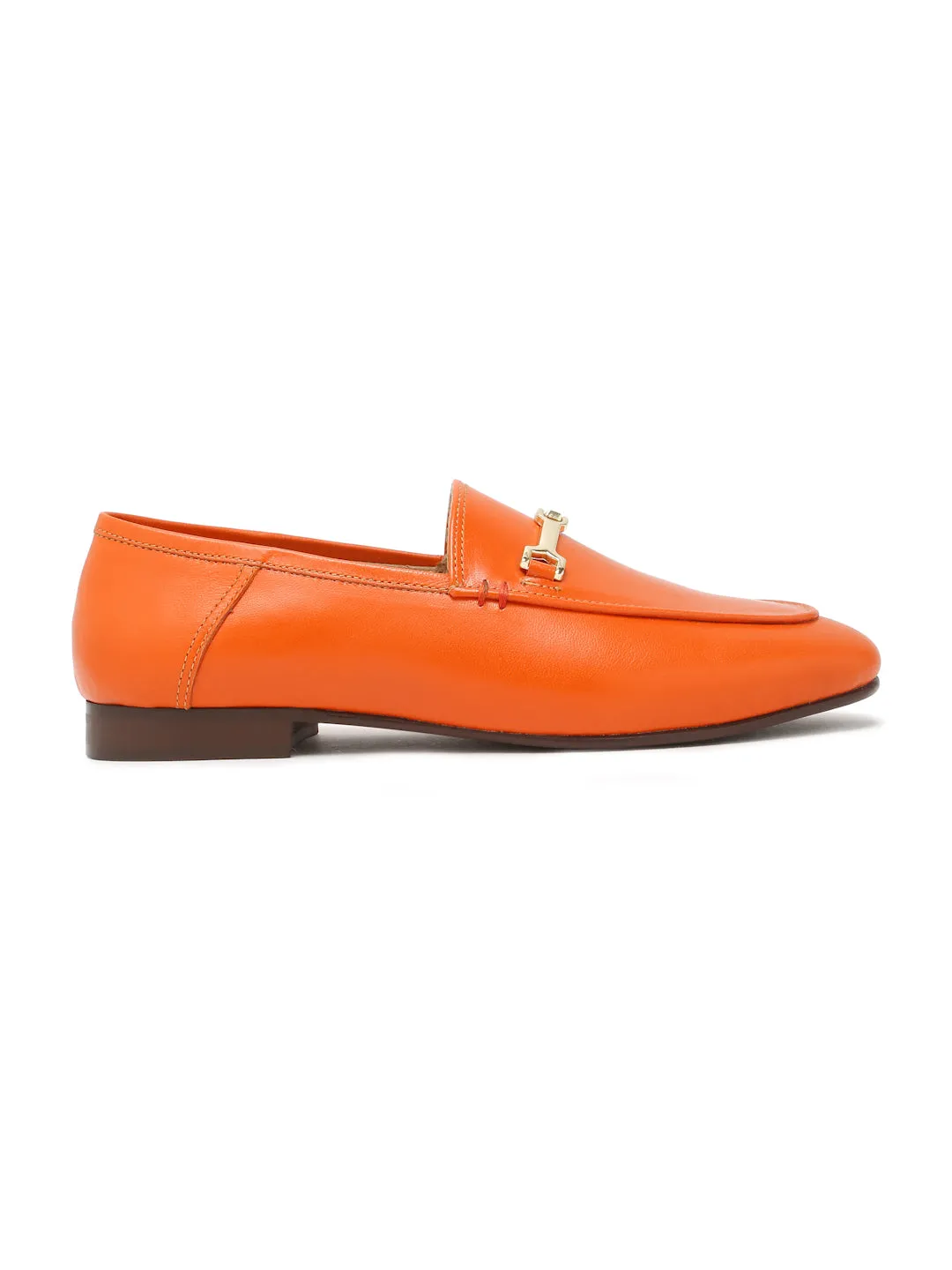 Regal Luxe Leather Loafers with Gold Buckle
