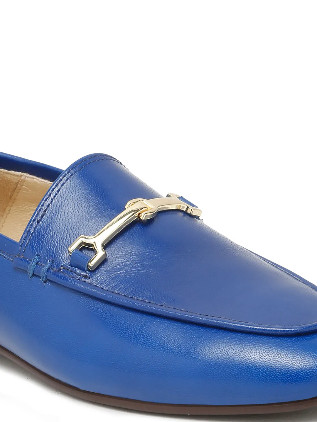 Regal Luxe Leather Loafers with Gold Buckle