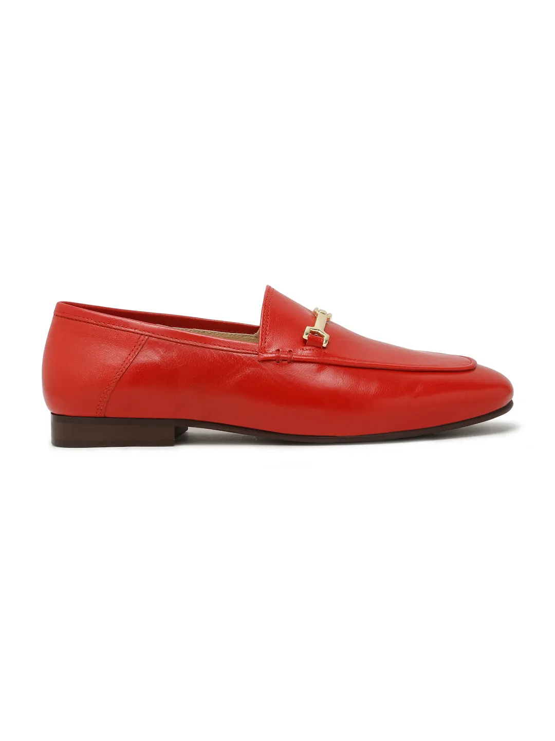 Regal Luxe Leather Loafers with Gold Buckle