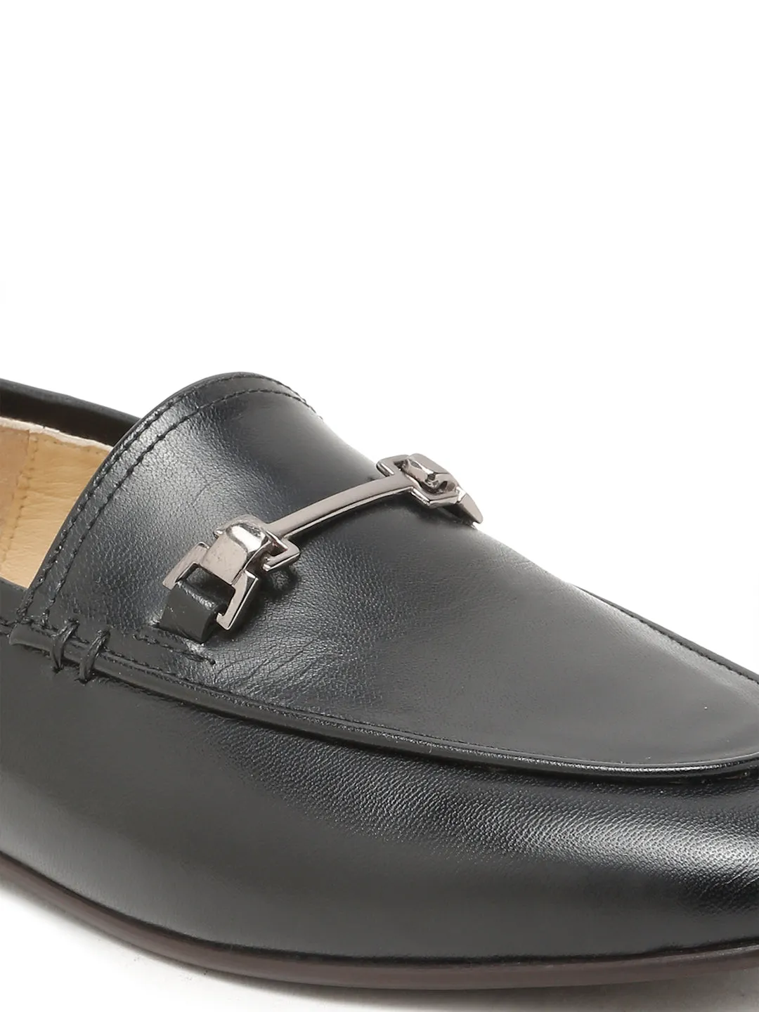 Regal Luxe Leather Loafers with Gold Buckle