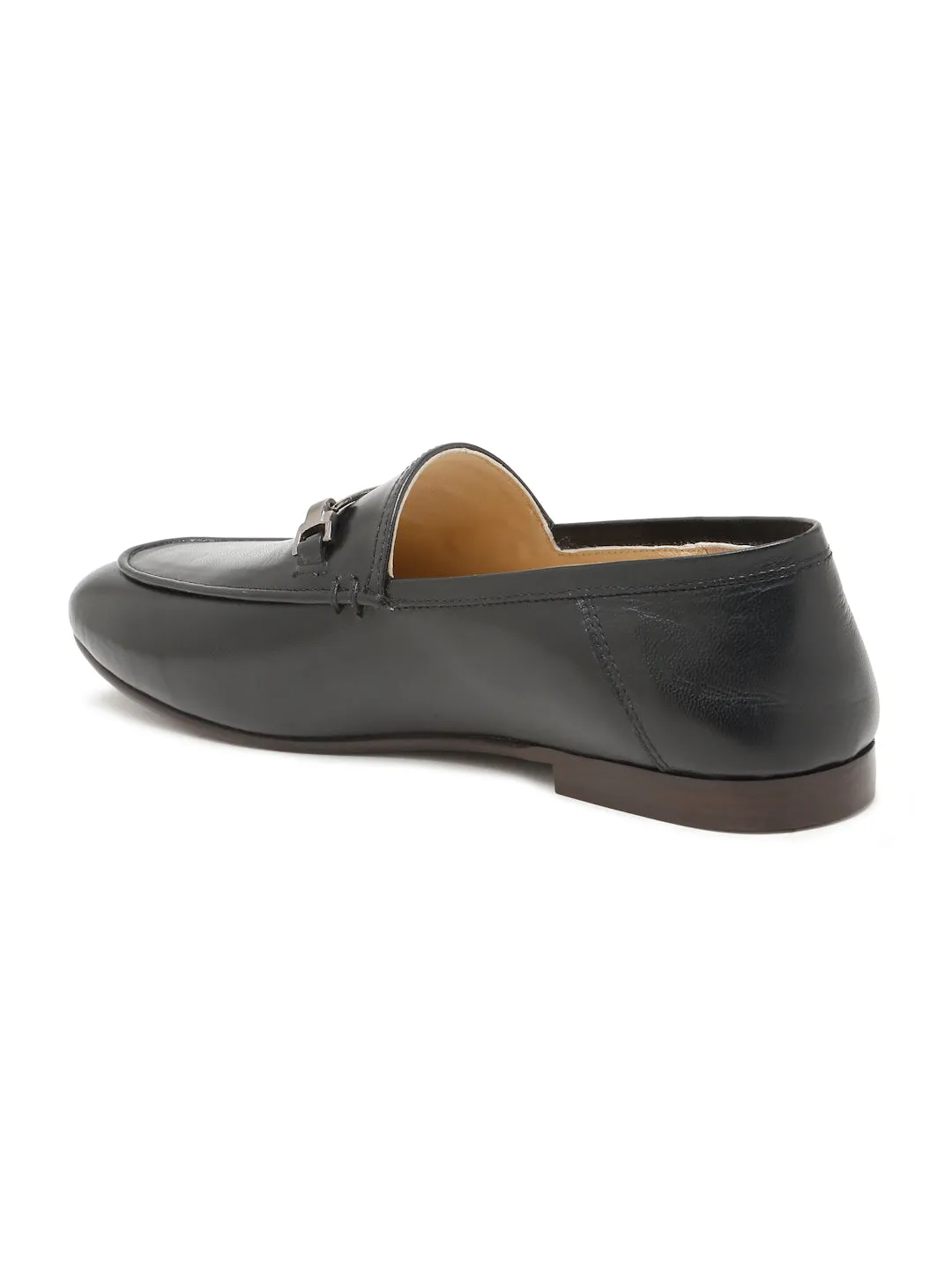 Regal Luxe Leather Loafers with Gold Buckle