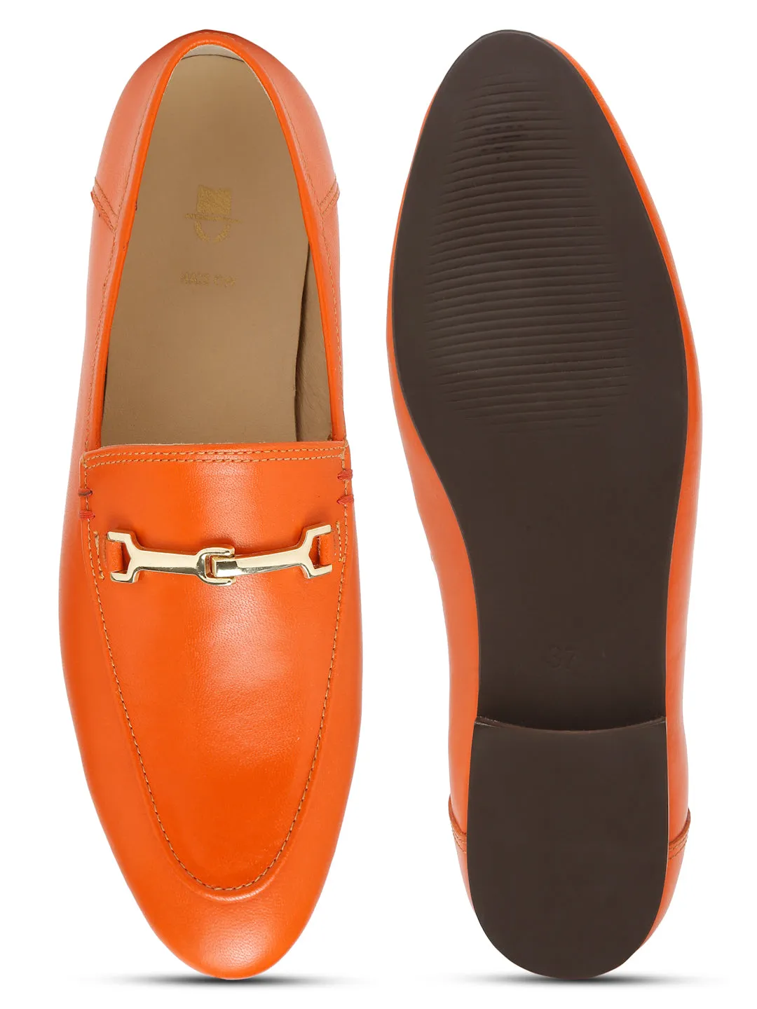 Regal Luxe Leather Loafers with Gold Buckle