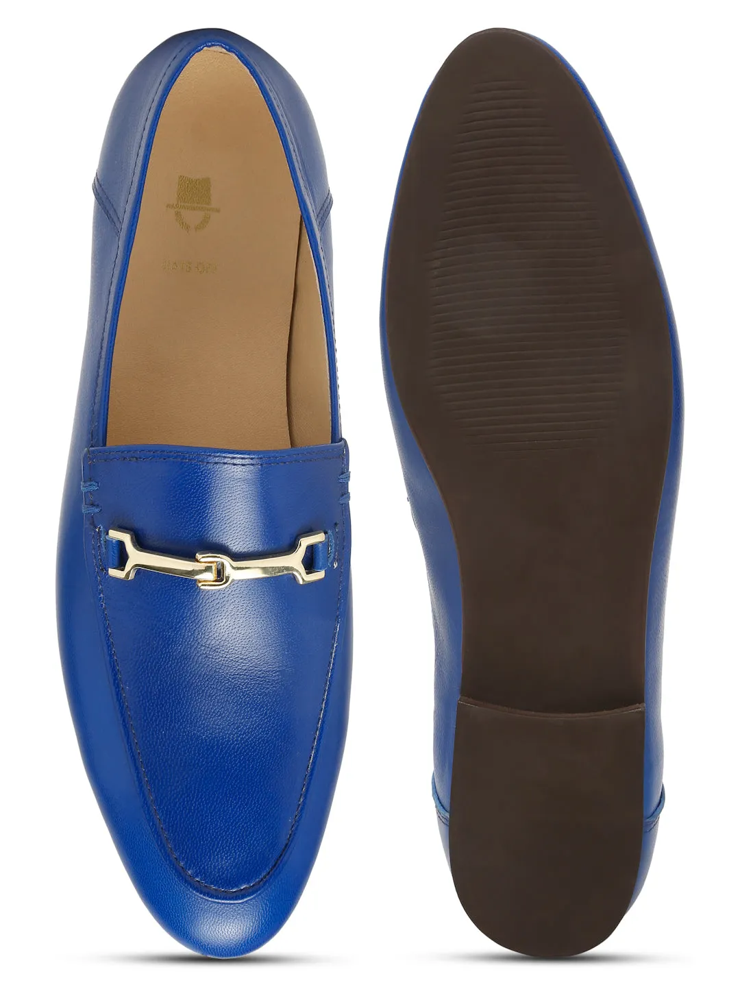 Regal Luxe Leather Loafers with Gold Buckle