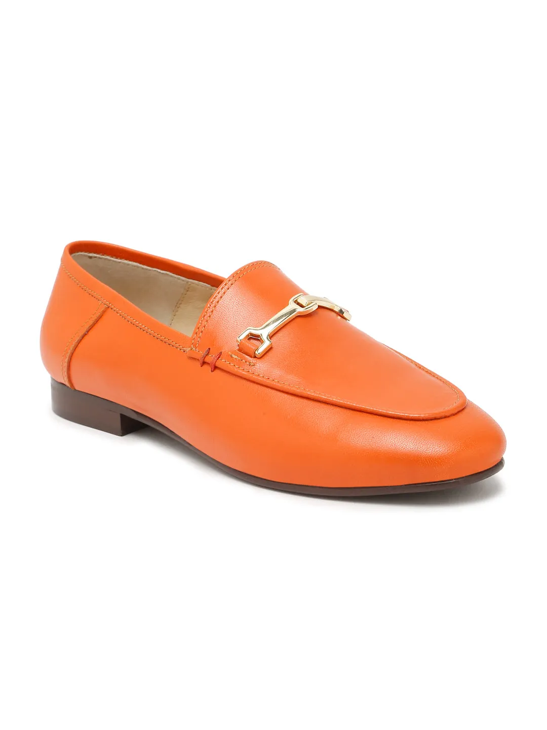 Regal Luxe Leather Loafers with Gold Buckle