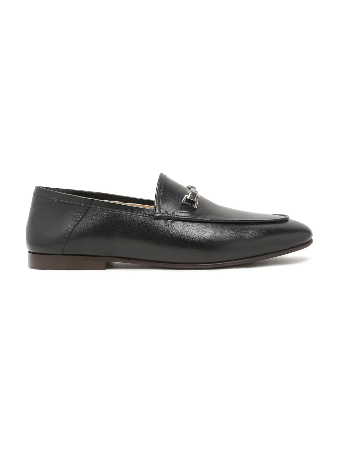 Regal Luxe Leather Loafers with Gold Buckle