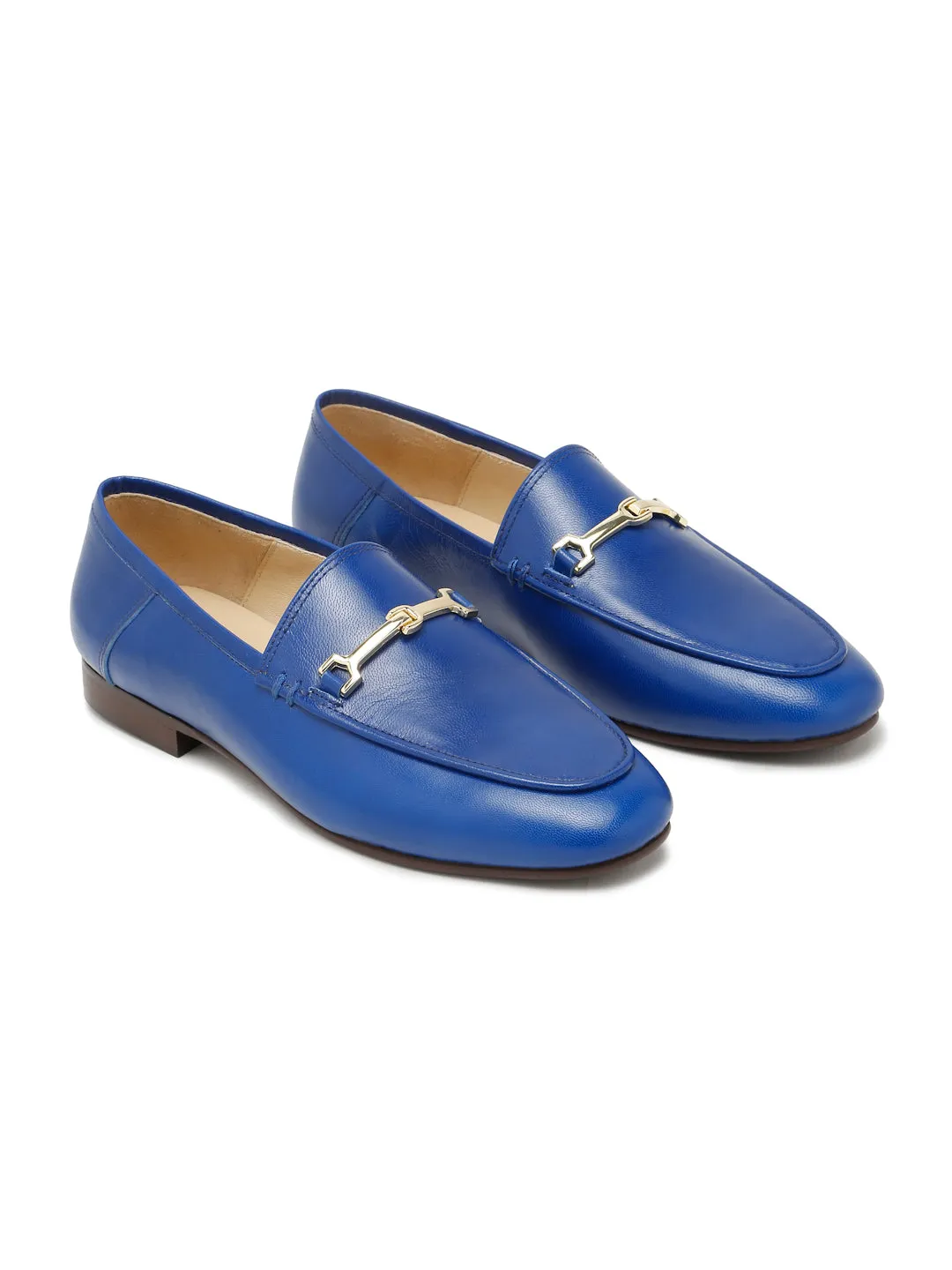 Regal Luxe Leather Loafers with Gold Buckle