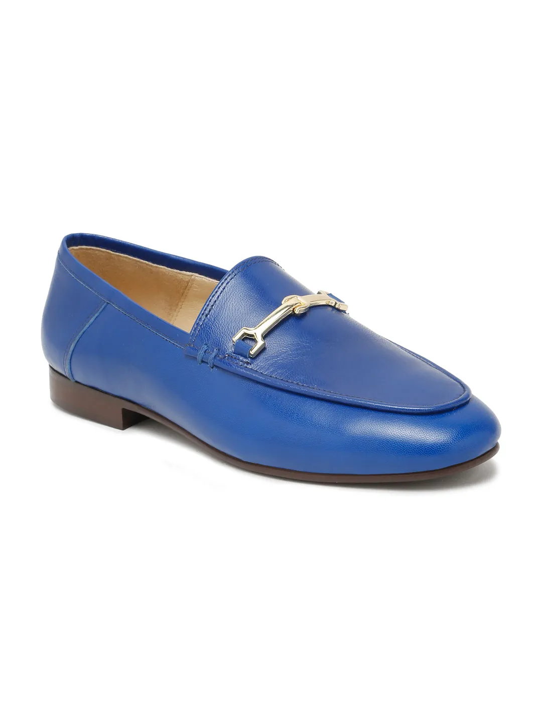 Regal Luxe Leather Loafers with Gold Buckle
