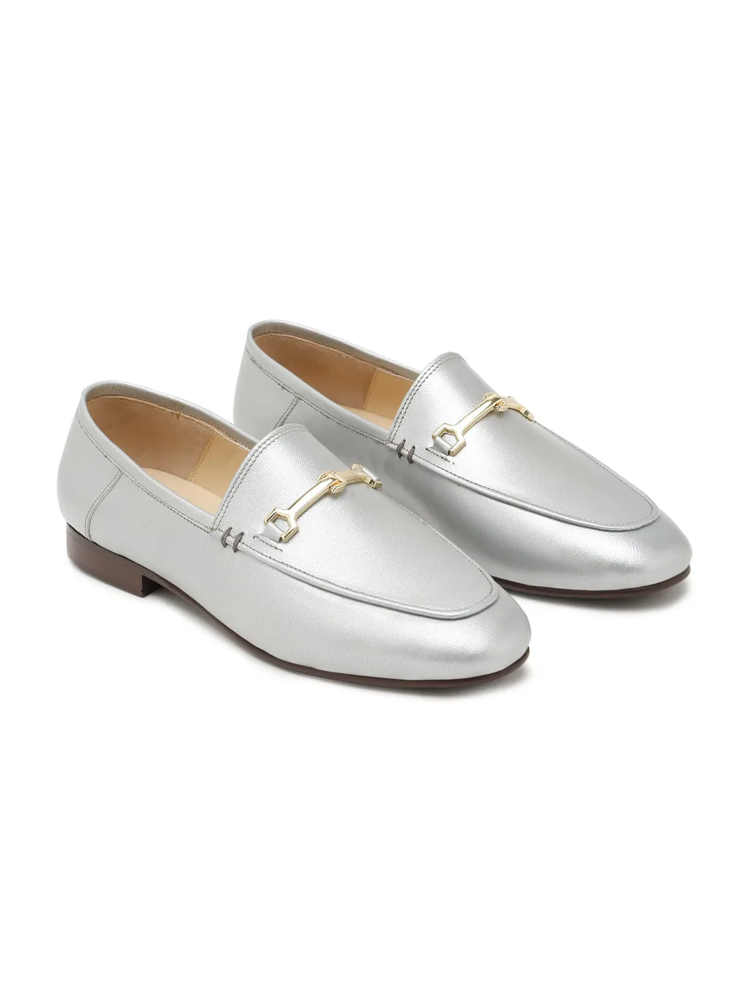 Regal Luxe Leather Loafers with Gold Buckle