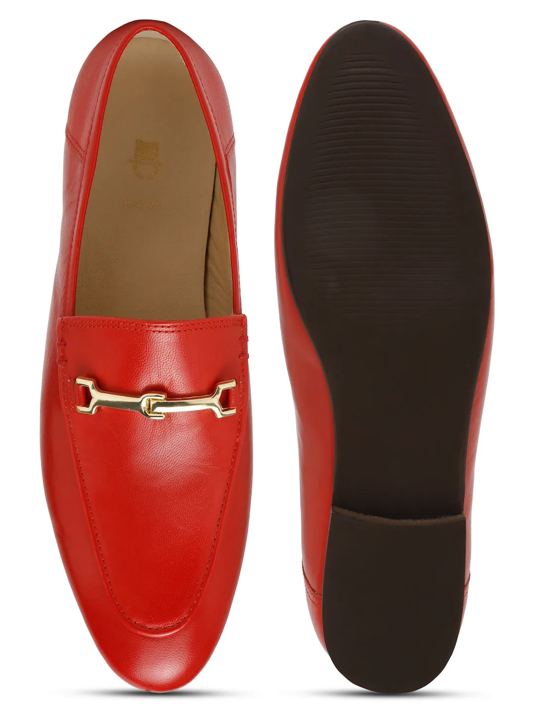 Regal Luxe Leather Loafers with Gold Buckle