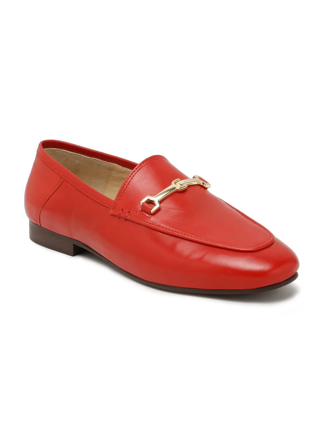 Regal Luxe Leather Loafers with Gold Buckle