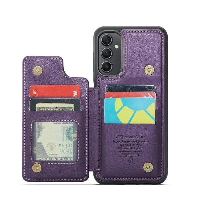 RFID Flip Leather Wallet Case For Samsung A Series