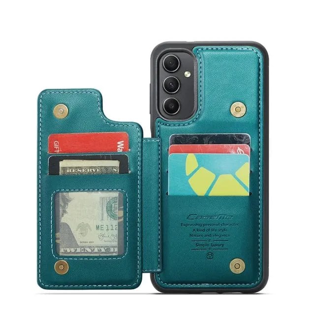 RFID Flip Leather Wallet Case For Samsung A Series