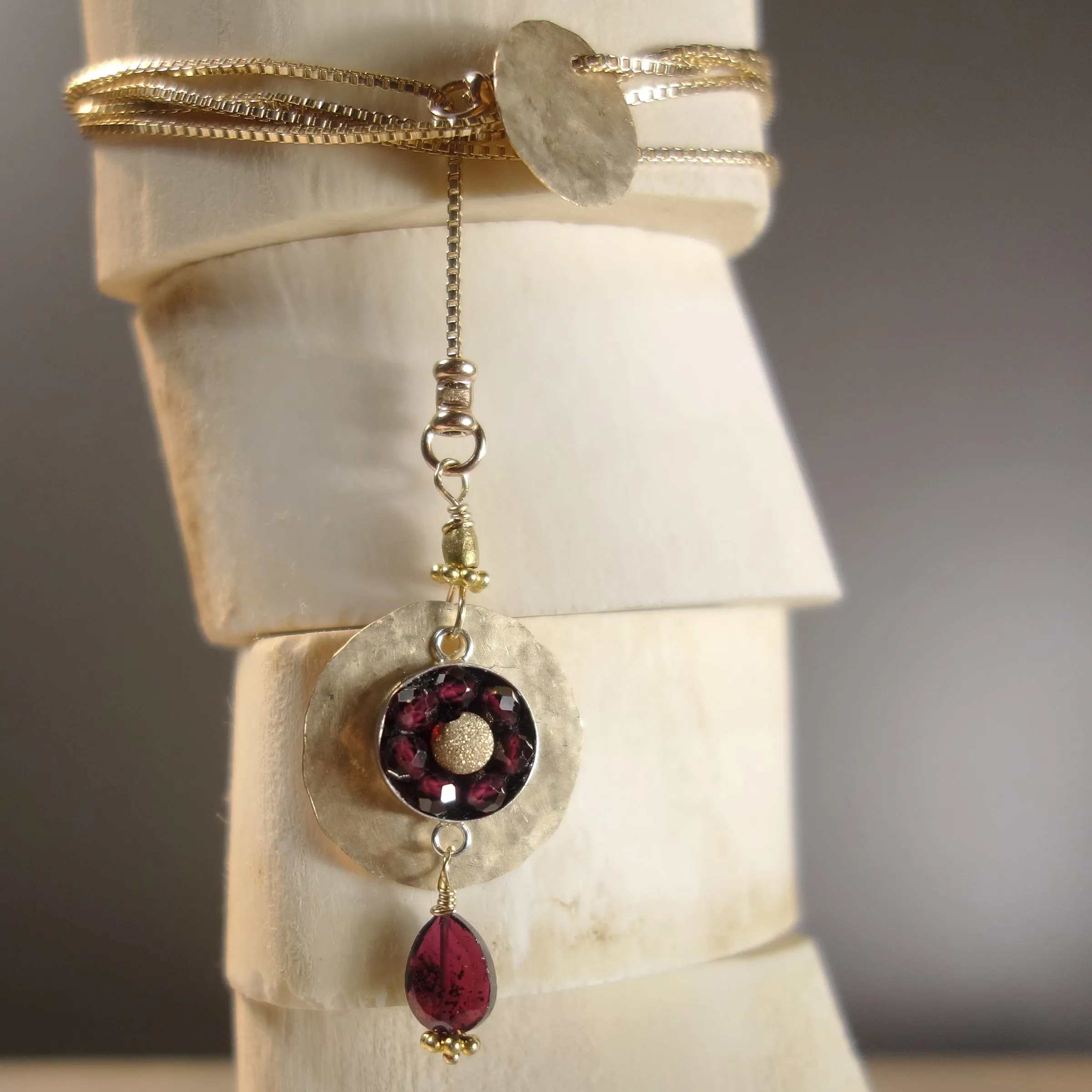 Sleek and Chic (garnet mosaic slider necklace)