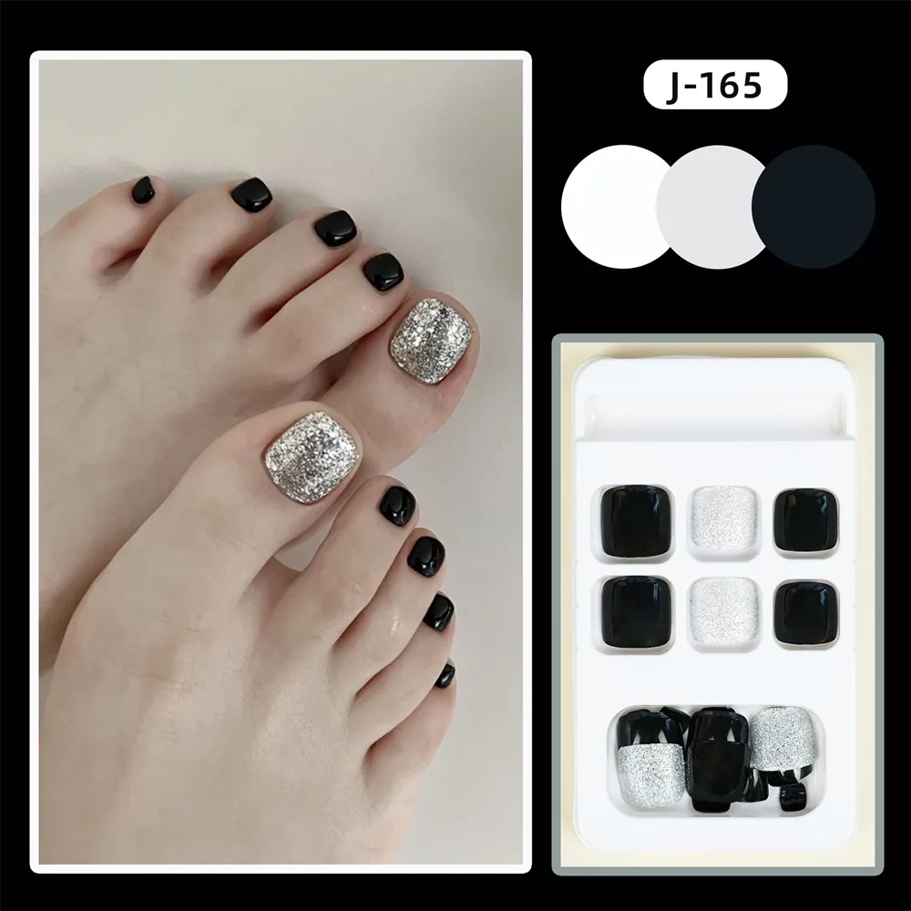 Square Toe Black Silver Shiny Silver