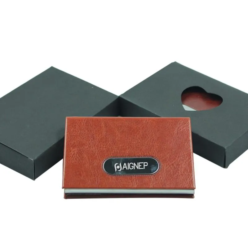 Stainless Steel Business Name Card Flip-Open Holder With Rounded Metal Plate On Cover