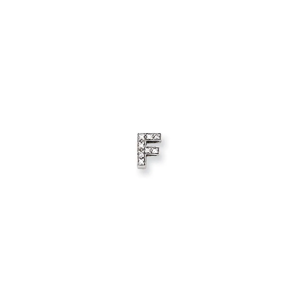 Sterling Silver Polished CZ Initial F Slide